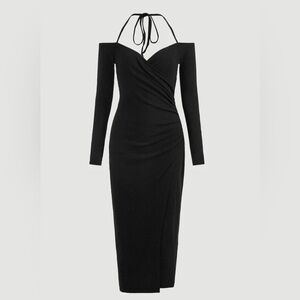 SHEIN Black Long-Sleeve Off Shoulder Dress